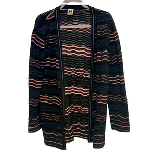 Missoni Crochet Knit Striped Long Sleeve Open Front Cardigan Sweater Size 46